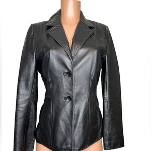 Wilson Leather Pelle Studio Black Leather Blazer Jacket